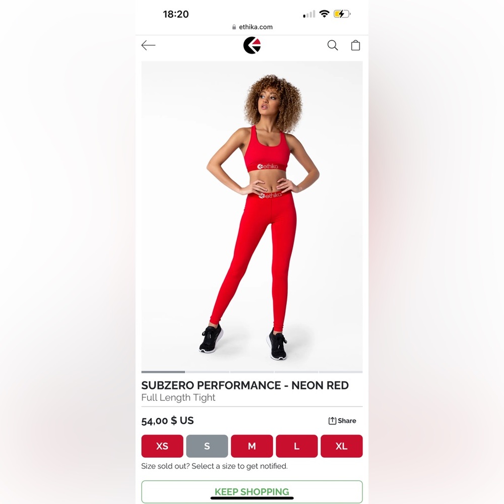 Ethika red legging performance